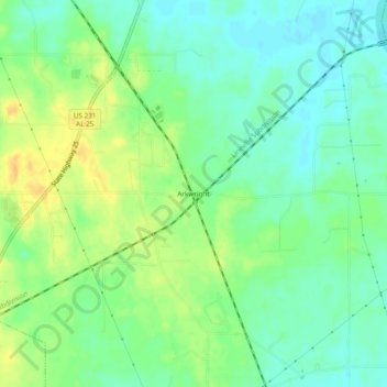 Arkwright topographic map, elevation, terrain