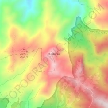 Río Blanco topographic map, elevation, terrain
