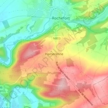 Hamerenne topographic map, elevation, terrain