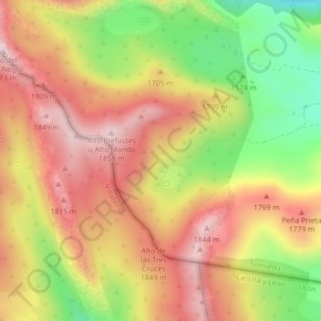 Cuerria topographic map, elevation, terrain
