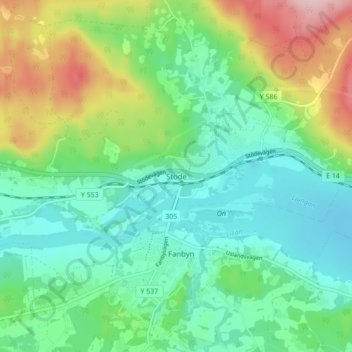 Stöde topographic map, elevation, terrain