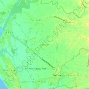 Santiago topographic map, elevation, terrain