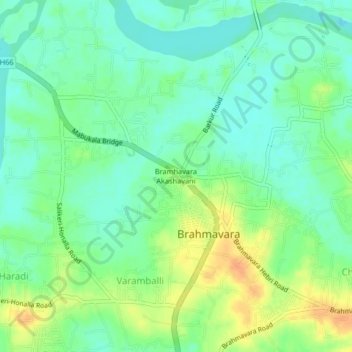 Bramhavara Akashavani topographic map, elevation, terrain