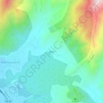Sullia topographic map, elevation, terrain