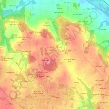 Lyonnais topographic map, elevation, terrain