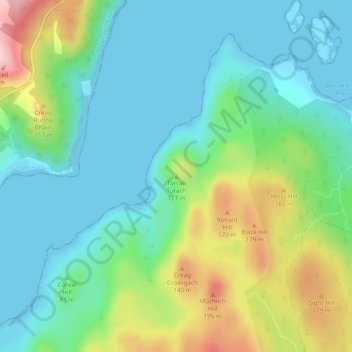 Torran Turach topographic map, elevation, terrain