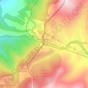 Puerto de Pajares topographic map, elevation, terrain