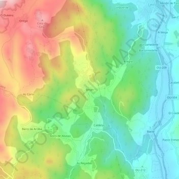 Berán topographic map, elevation, terrain