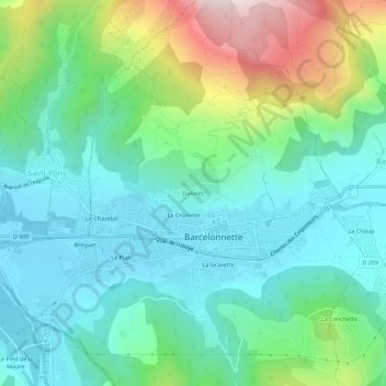 Dolorès topographic map, elevation, terrain