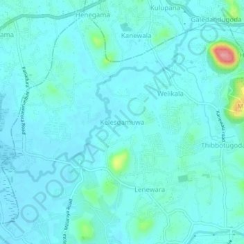 Kelesgamuwa topographic map, elevation, terrain