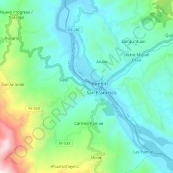 Aurora topographic map, elevation, terrain