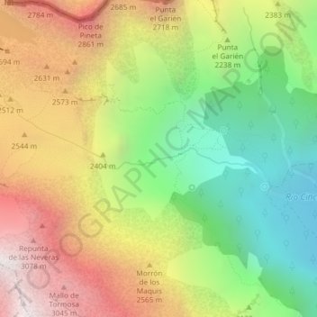 Cascada del Cinca topographic map, elevation, terrain