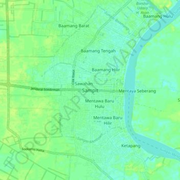 Sampit topographic map, elevation, terrain