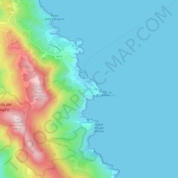 Giglio Porto topographic map, elevation, terrain