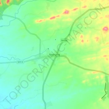 Netrang topographic map, elevation, terrain