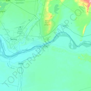 Hairatan topographic map, elevation, terrain
