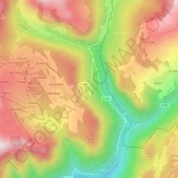 Le Plan des Granges topographic map, elevation, terrain