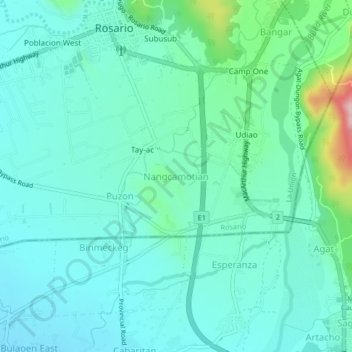 Nangcamotian topographic map, elevation, terrain