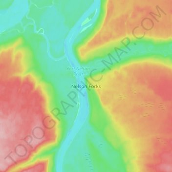 Nelson Forks topographic map, elevation, terrain