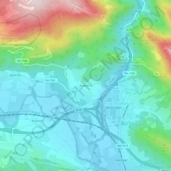 Etxeberri topographic map, elevation, terrain