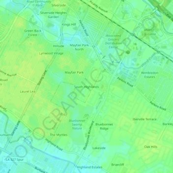 South Highlands topographic map, elevation, terrain