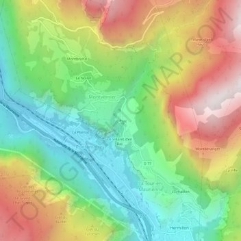 Le Praz topographic map, elevation, terrain