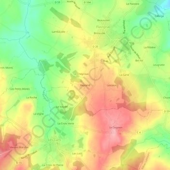 Beyrand topographic map, elevation, terrain
