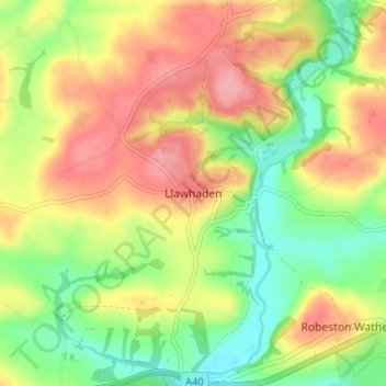 Llawhaden topographic map, elevation, terrain