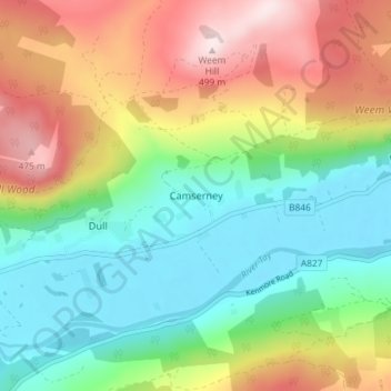 Camserney topographic map, elevation, terrain
