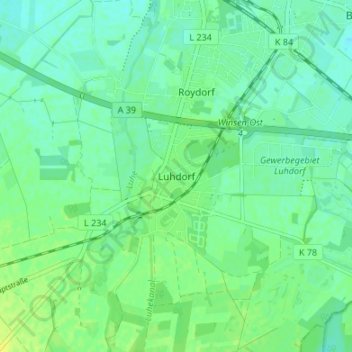 Luhdorf topographic map, elevation, terrain