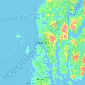 Haugesund topographic map, elevation, terrain