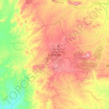 Lichinga topographic map, elevation, terrain