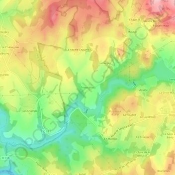 Trimouillas topographic map, elevation, terrain