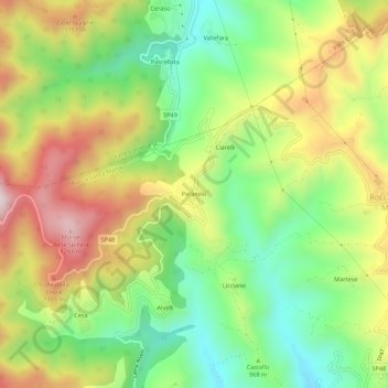 Paranesi topographic map, elevation, terrain