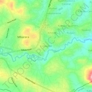 Kishwahili topographic map, elevation, terrain