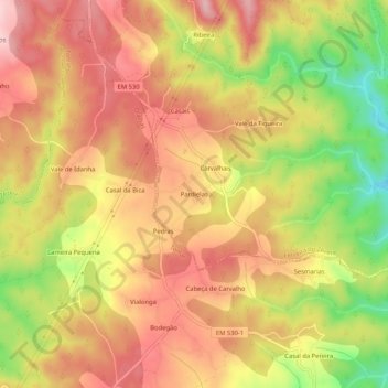 Pardielas topographic map, elevation, terrain