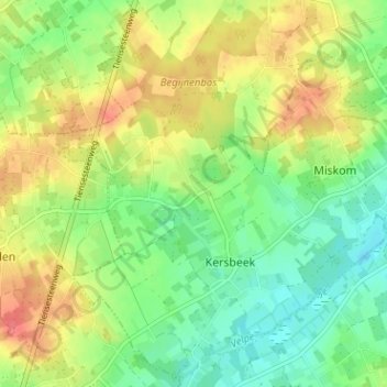 Kattebeek topographic map, elevation, terrain