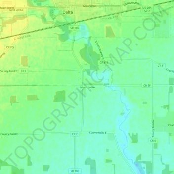 South Delta topographic map, elevation, terrain