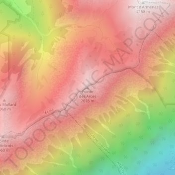 Pointe des Arces topographic map, elevation, terrain