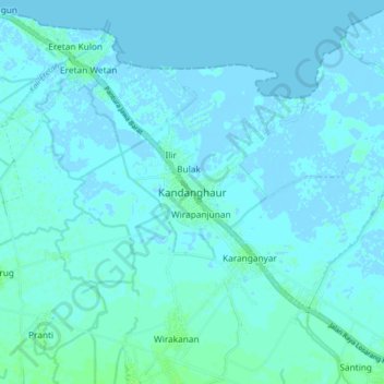 Kandanghaur topographic map, elevation, terrain