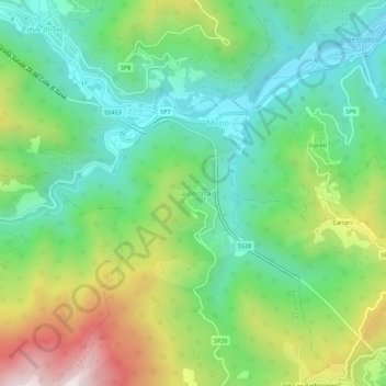 Calderara topographic map, elevation, terrain
