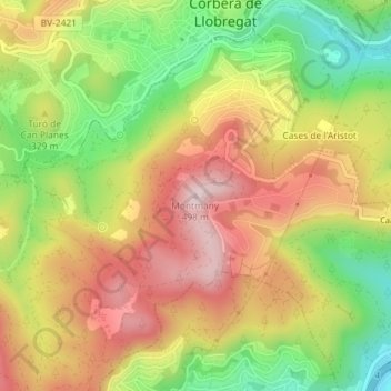Montmany topographic map, elevation, terrain