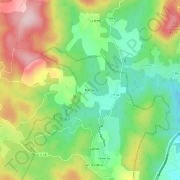 Marzeix topographic map, elevation, terrain