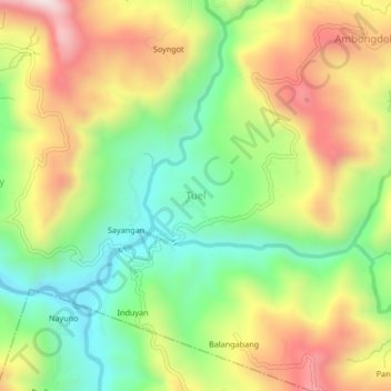 Tuel topographic map, elevation, terrain