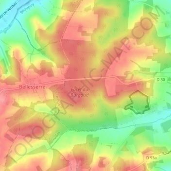 Foret Communale topographic map, elevation, terrain