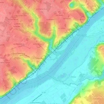 Les Mazères topographic map, elevation, terrain