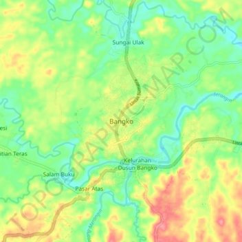 Bangko topographic map, elevation, terrain
