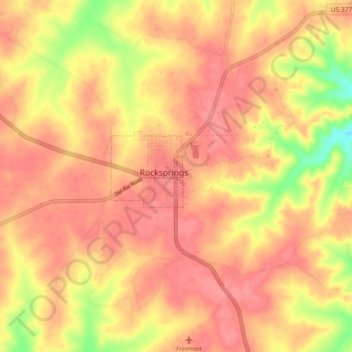Rocksprings topographic map, elevation, terrain