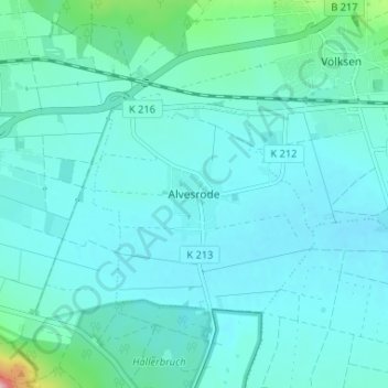 Alvesrode topographic map, elevation, terrain