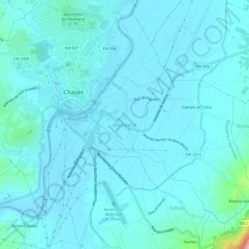 Madalena topographic map, elevation, terrain